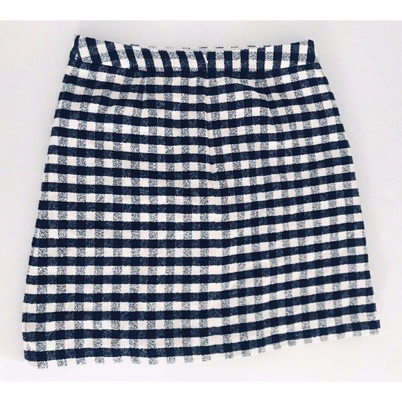 Brooks Brothers | Red Fleece Tweed Plaid Skirt Womens Size 8 Blue Slit - Picture 4 of 12